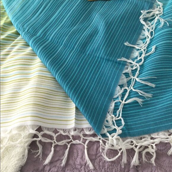 NWT ombré towel, coverup aqua, green white stripes - Picture 6 of 9